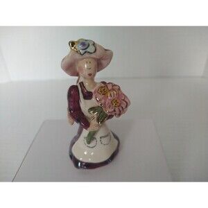 Vintage Blue Sky Ornament Flower Lady Heather Goldminc Christmas Figurine